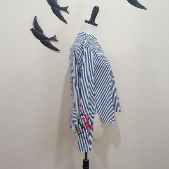 NEW! Tanya Taylor Striped Klara Embroidered Menswear Stripe Top ~ 4 ~ $350 - Picture 7 of 15